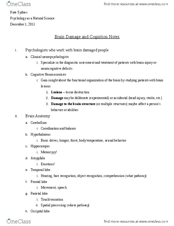 PSY 1071 Chapter Notes -Ataxia, Aphasia, Prosopagnosia thumbnail