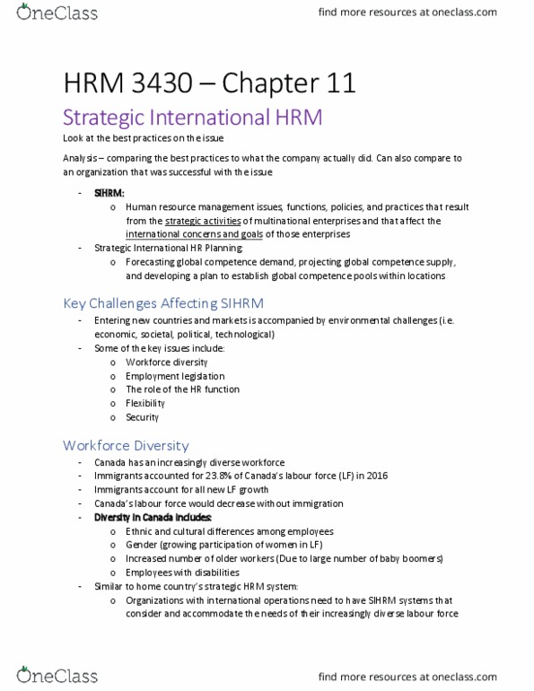 HRM 3430 Chapter Notes - Chapter 11: Human Resource Management, Workforce Planning, Neuroticism thumbnail