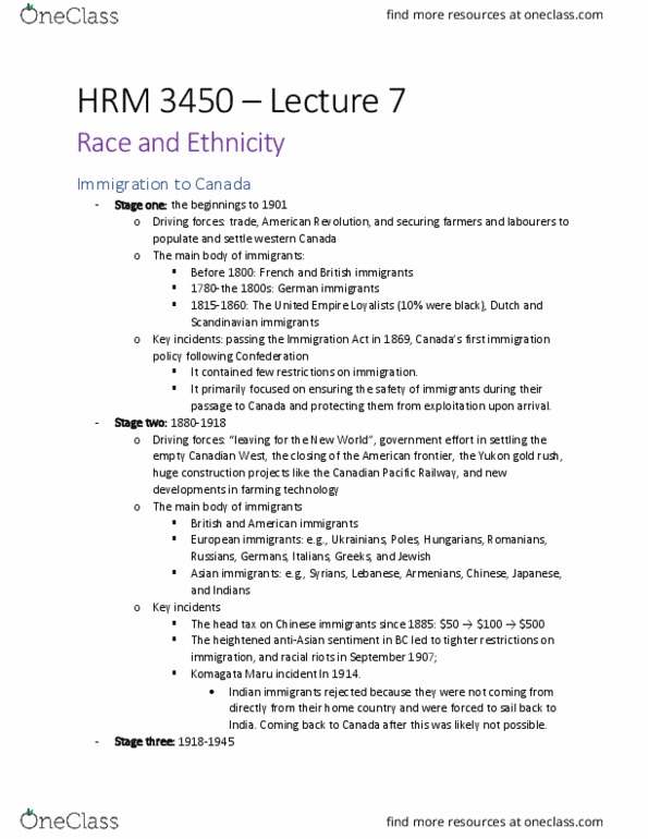 HRM 3450 Lecture Notes - Lecture 7: Komagata Maru Incident, Cultural Identity, Stereotype thumbnail