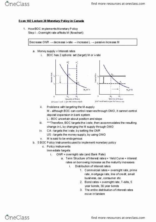 ECON 102 Lecture Notes - Lecture 30: Federal Funds Rate, Overnight Rate, Interest Rate thumbnail
