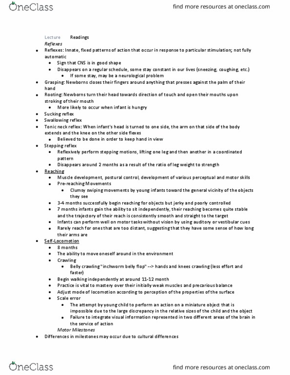 PSY 302 Lecture Notes - Lecture 6: Swallowing, Primitive Reflexes, Geometer Moth thumbnail