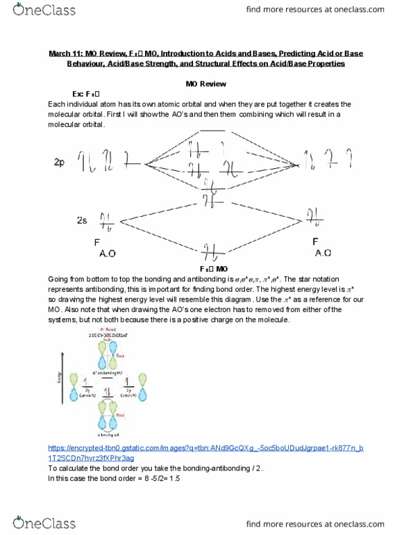 CHEM101 Lecture Notes - Lecture 28: Antibonding Molecular Orbital, Bond Order, Atomic Orbital cover image