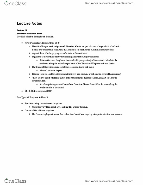 GEOL 303 Lecture Notes - Lecture 13: Mantle Plume, Aleutian Trench, Halemaumau Crater thumbnail