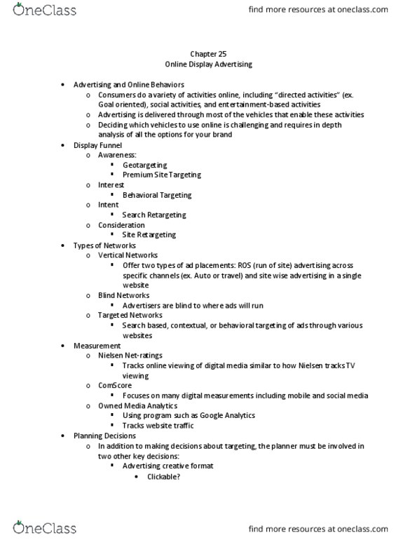 ADV 310 Lecture Notes - Lecture 25: Behavioral Targeting, Comscore, Google Analytics thumbnail