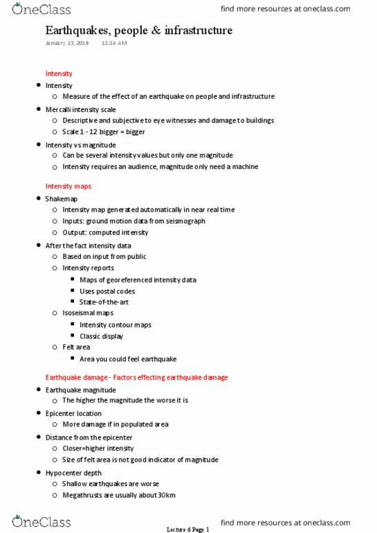 ERTH 2415 Lecture Notes - Lecture 6: Strong Ground Motion, Epicenter, Hypocenter thumbnail