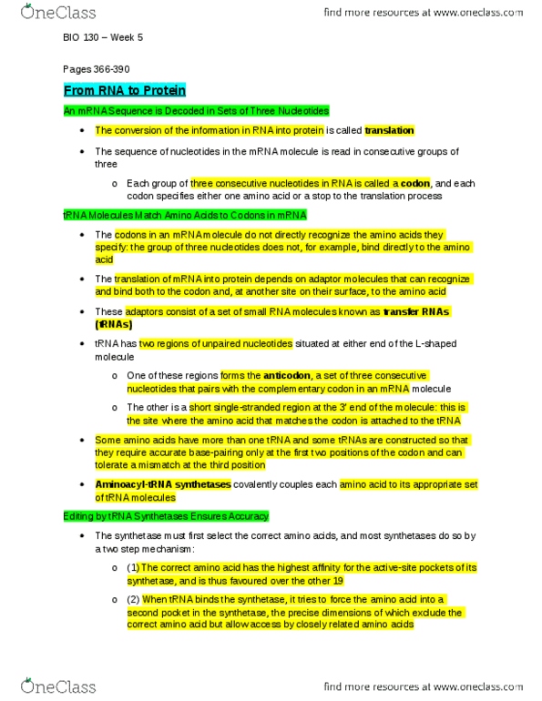 BIO130H1 Chapter Notes -Exon Junction Complex, Leucine, Polyadenylation thumbnail