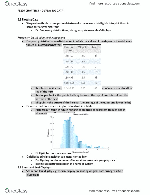 PS296 Chapter Notes - Chapter 3: Goldilocks Principle, Unimodality, Frequency Distribution thumbnail