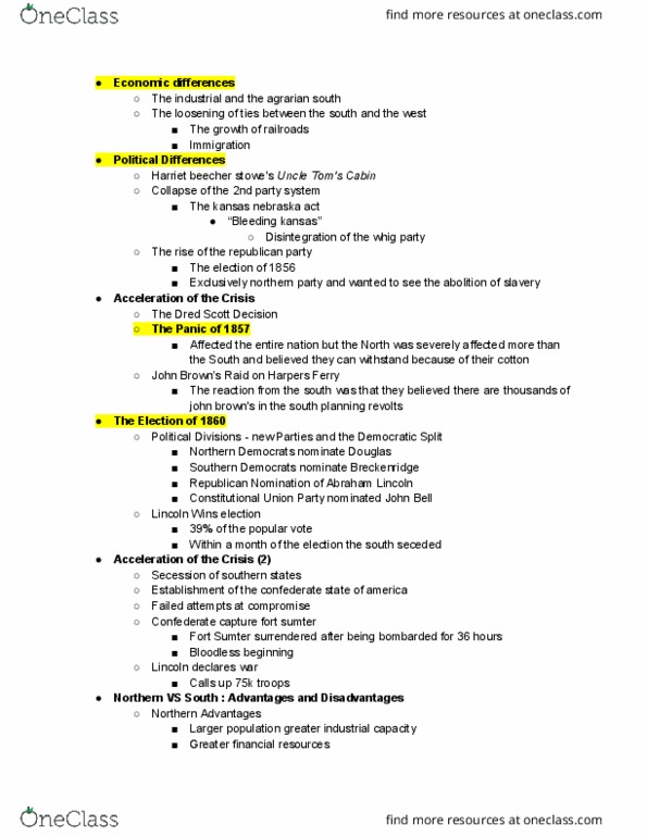 HIST 015A Lecture Notes - Lecture 12: Bleeding Kansas, Anaconda Plan, Northern Theater Of Eelam War Iv thumbnail