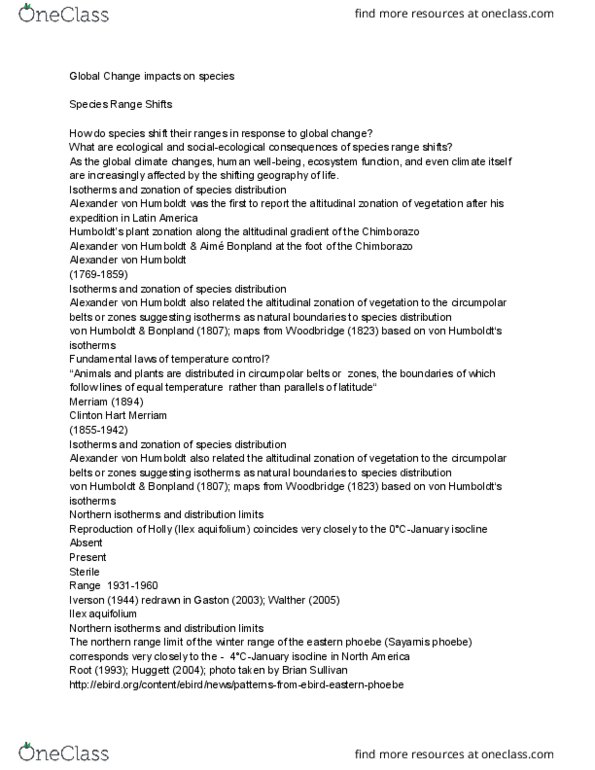 GEO 446LEC Lecture Notes - Lecture 3: Ilex Aquifolium, Altitudinal Zonation, Clinton Hart Merriam thumbnail