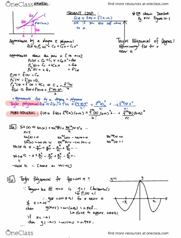 MAT136H1 Lecture 20: 10.1 Taylor Polynomials thumbnail