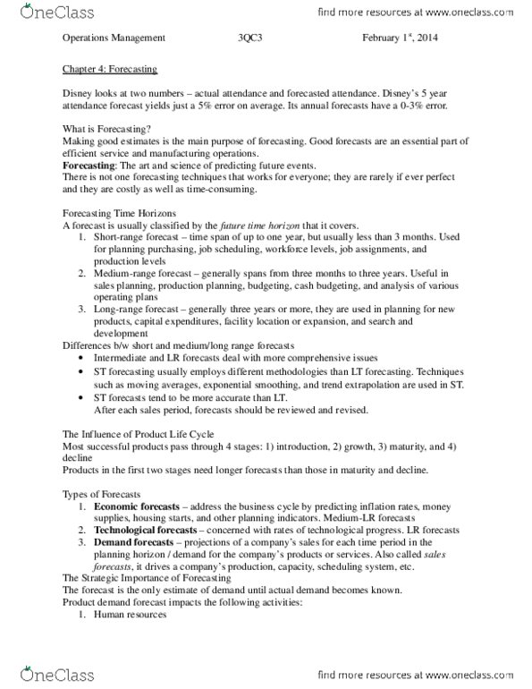 COMMERCE 4OB3 Chapter 4: Chapter 4 - Operations Management thumbnail