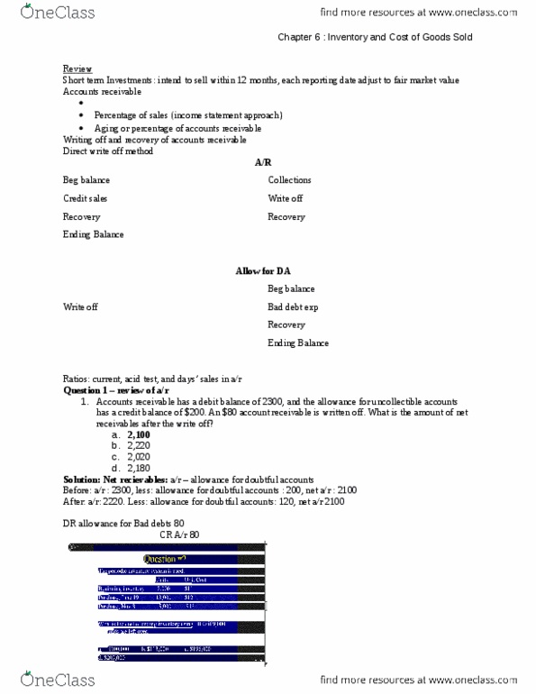 MGT120H5 Lecture Notes - Cash Flow Statement, Inventory Turnover, Perpetual Inventory thumbnail