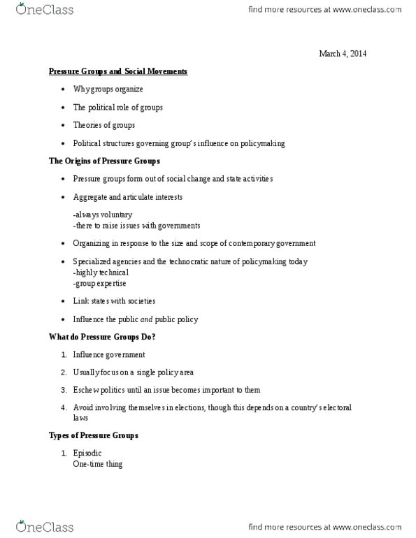 POL 2104 Lecture Notes - Lecture 8: Frances Fox Piven, Civil Society, Corporatism thumbnail