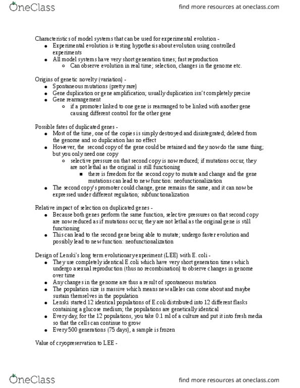 Biology 1001A Lecture Notes - Oxaloacetic Acid, Ecological Niche, Rna thumbnail