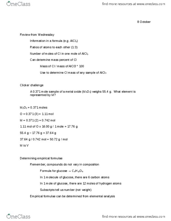 CHEM 111 Lecture Notes - Linus Pauling, Bond Order, Molar Mass thumbnail