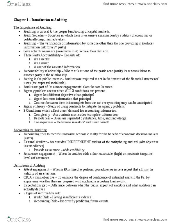 ACC 521 Chapter Notes - Chapter 1: Financial Statement thumbnail