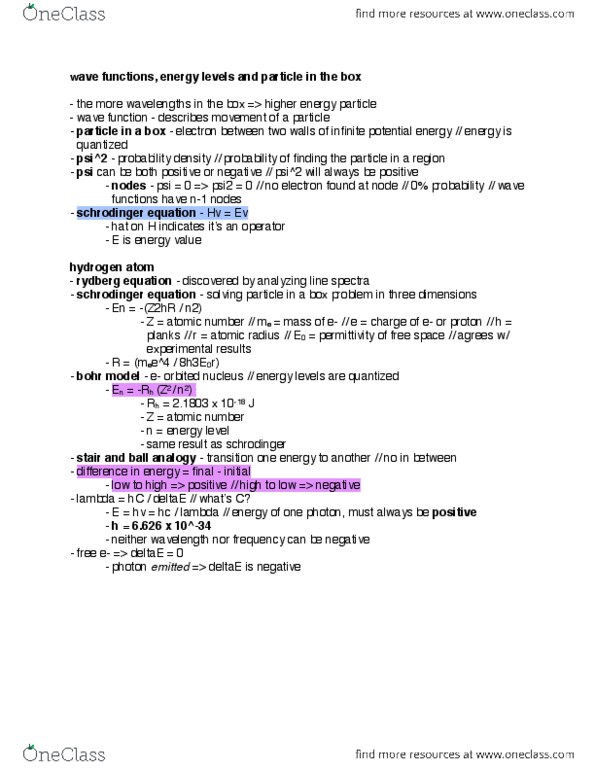 CHEM 1A Lecture Notes - Lecture 7: Atomic Radius, Photon, Bohr Model thumbnail