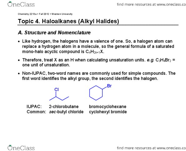 Chemistry 2223B Lecture Notes - Steric Effects, Elimination Reaction, Haloalkane thumbnail