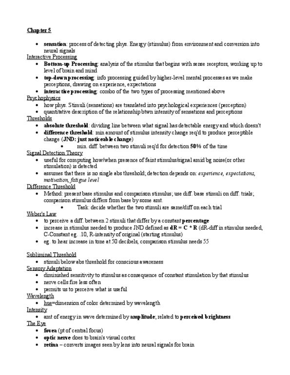 PSYC 101 Chapter Notes -Thalamus, Basilar Membrane, Cochlea thumbnail