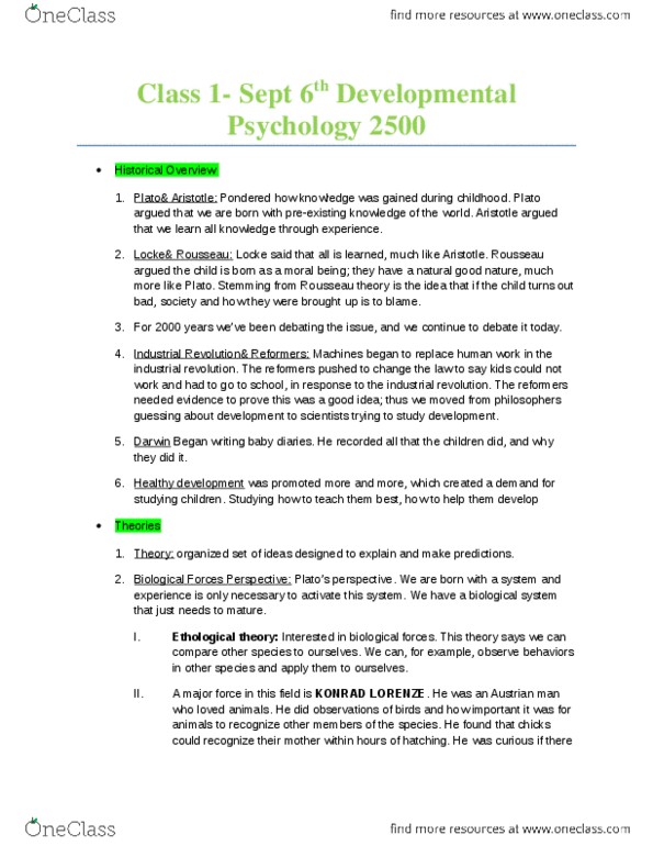 PSYC 2500 Lecture Notes - Longitudinal Study, Lev Vygotsky, Heart Rate thumbnail