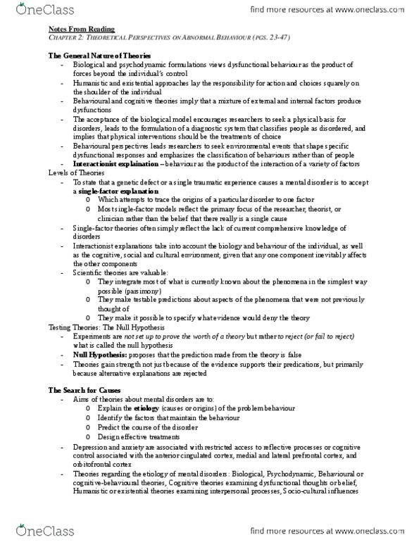 PSY240H5 Chapter Notes - Chapter 2: Erogenous Zone, Oedipus Complex, Operant Conditioning thumbnail