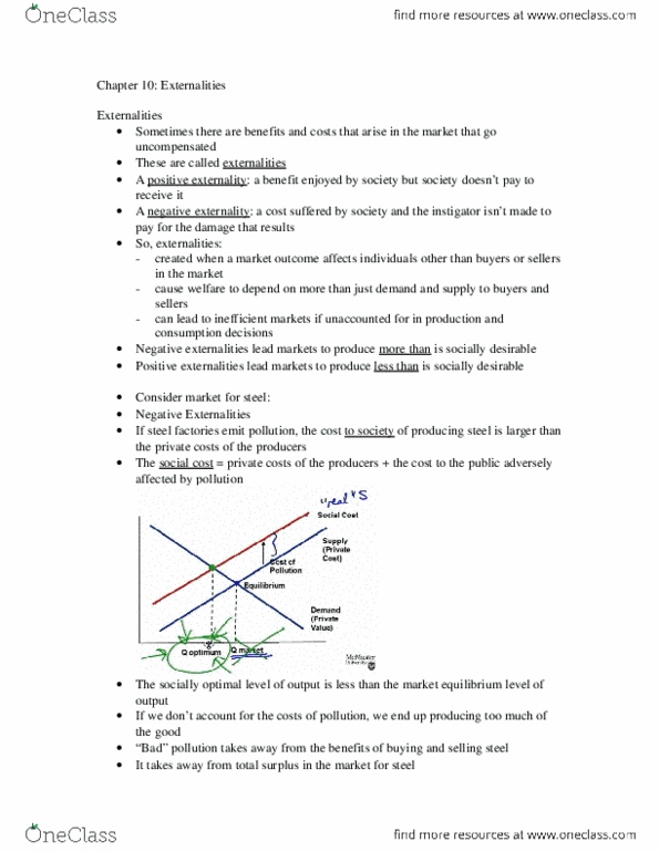 ECON 1B03 Lecture Notes - Externality thumbnail