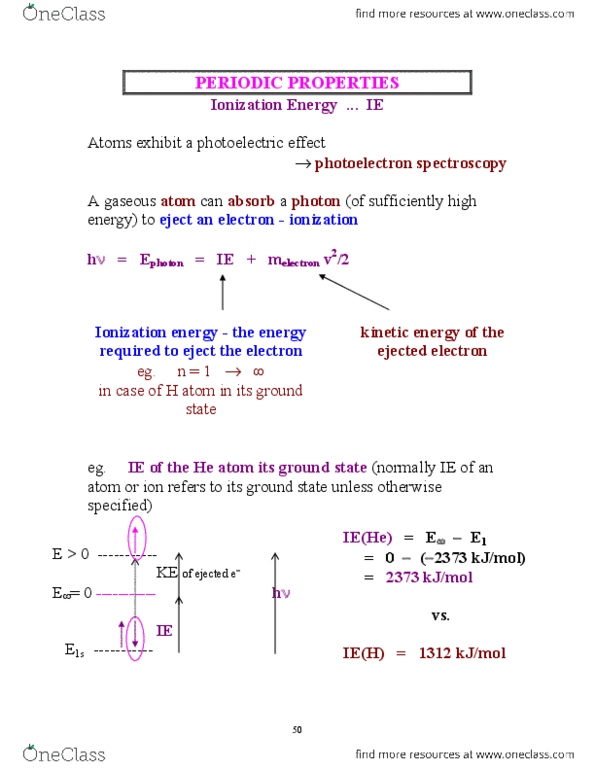 CHEM 1E03 Chapter Notes -Electron Configuration, Photoemission Spectroscopy, Valence Electron thumbnail