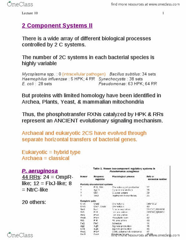 MICRB316 Lecture Notes - Lecture 10: Hpk, Intracellular Parasite, Pseudomonas Aeruginosa thumbnail