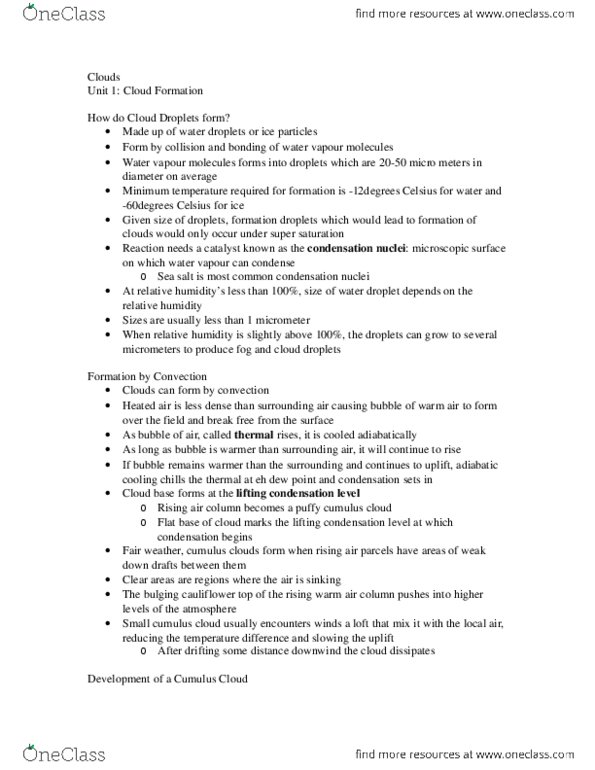 ENVIRSC 1A03 Lecture Notes - Altostratus Cloud, Altocumulus Cloud, Nimbostratus Cloud thumbnail