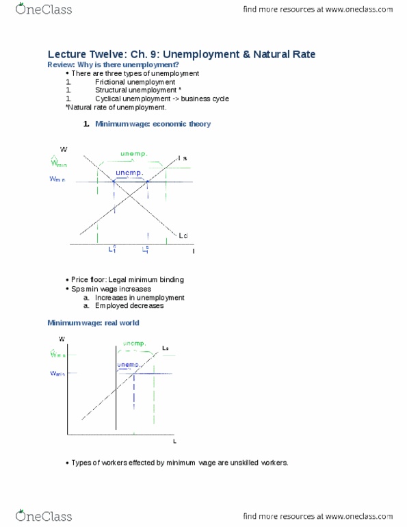 ECON 1BB3 Lecture Notes - Frictional Unemployment, Efficiency Wage, Structural Unemployment thumbnail