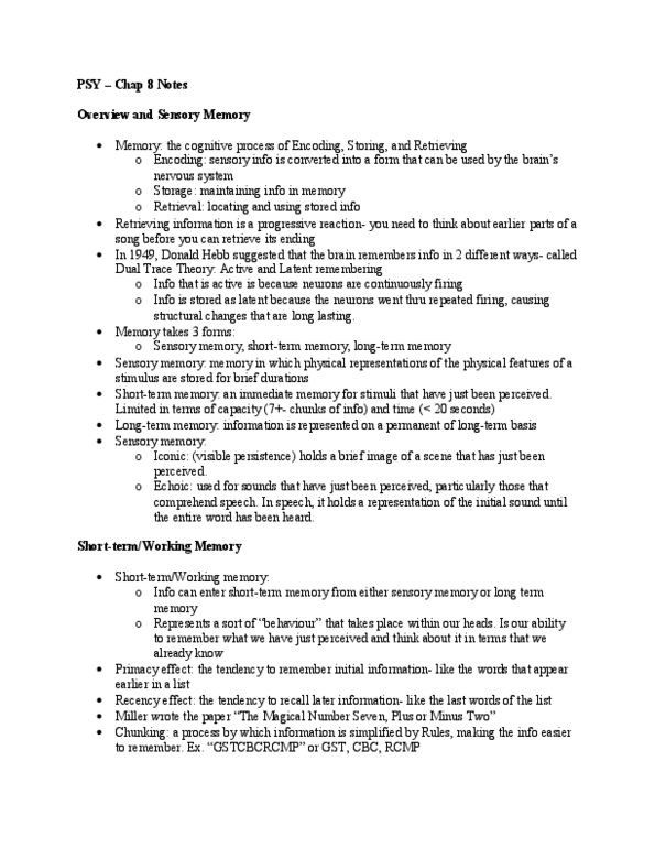 PSYA01H3 Chapter Notes -Daniel Schacter, Auditory Cortex, Temporal Lobe thumbnail