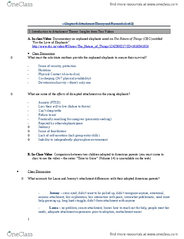 PSYC 208 Lecture Notes - John Bowlby, Nanny, Attachment Theory thumbnail