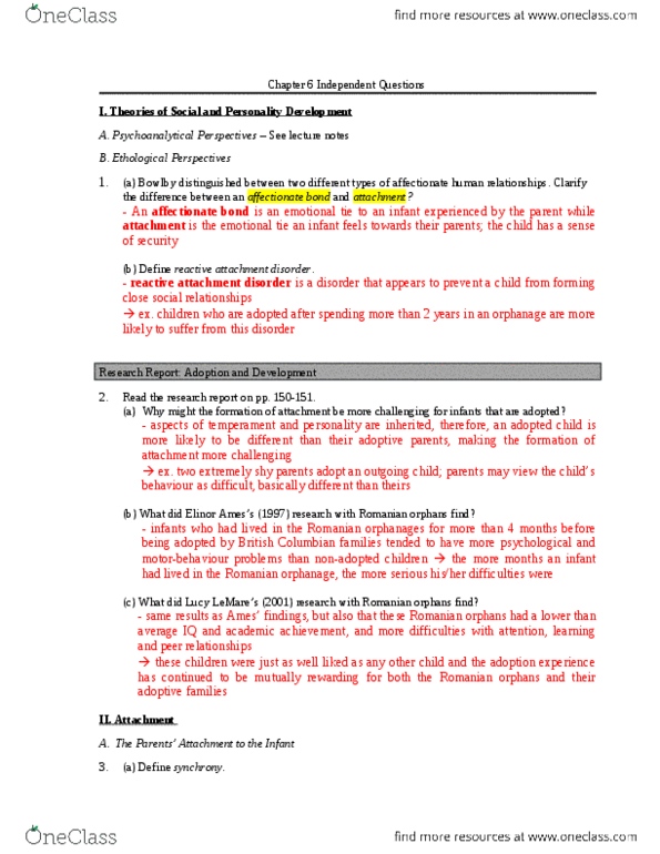 PSYC 208 Lecture Notes - Romanian Orphans, Jerome Kagan, Emotional Dysregulation thumbnail