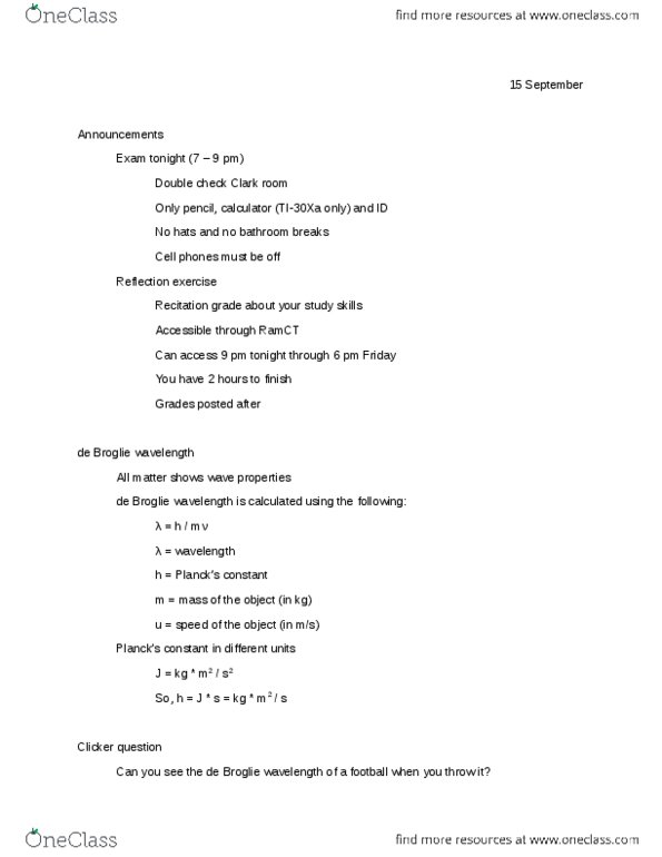 CHEM 111 Lecture Notes - Quantum Mechanics, Wave Function, Magnetic Quantum Number thumbnail