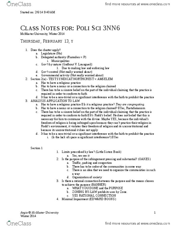 POLSCI 3NN6 Lecture Notes - Rastafari thumbnail