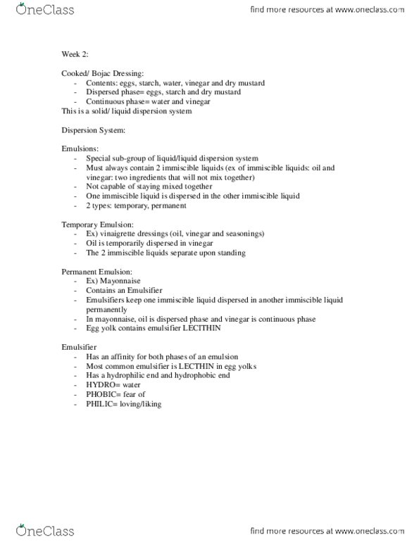 HTM 2700 Lecture Notes - Lecture 2: Hemicellulose, Emulsion, Starch thumbnail