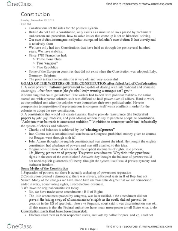 CAS PO 111 Lecture Notes - Commerce Clause, Government Simulation Game, Fourteenth Amendment To The United States Constitution thumbnail