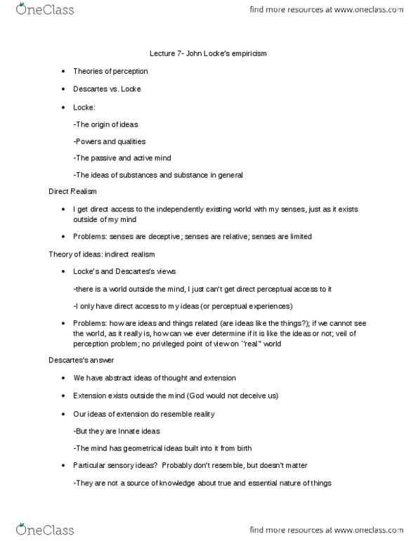 PHIL 1050 Lecture Notes - Lecture 7: Direct And Indirect Realism thumbnail