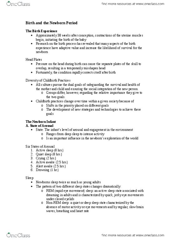 PSYC 302 Lecture Notes - Rapid Eye Movement Sleep, Jerky, Fetus thumbnail