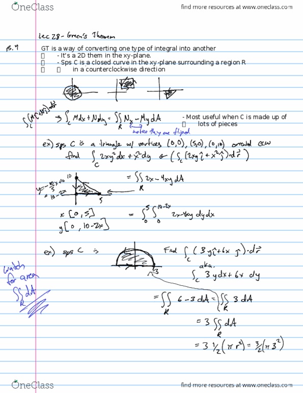 MATH 241 Lecture : Lec 28 - Green's Theorem.pdf thumbnail