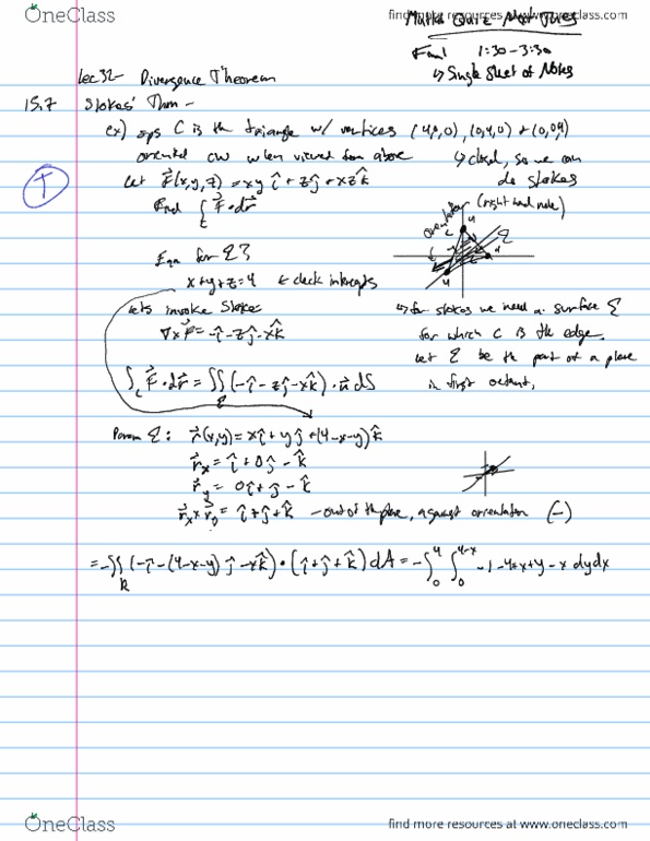 MATH 241 Lecture : Lec 32 - Divergence Theorem.pdf thumbnail