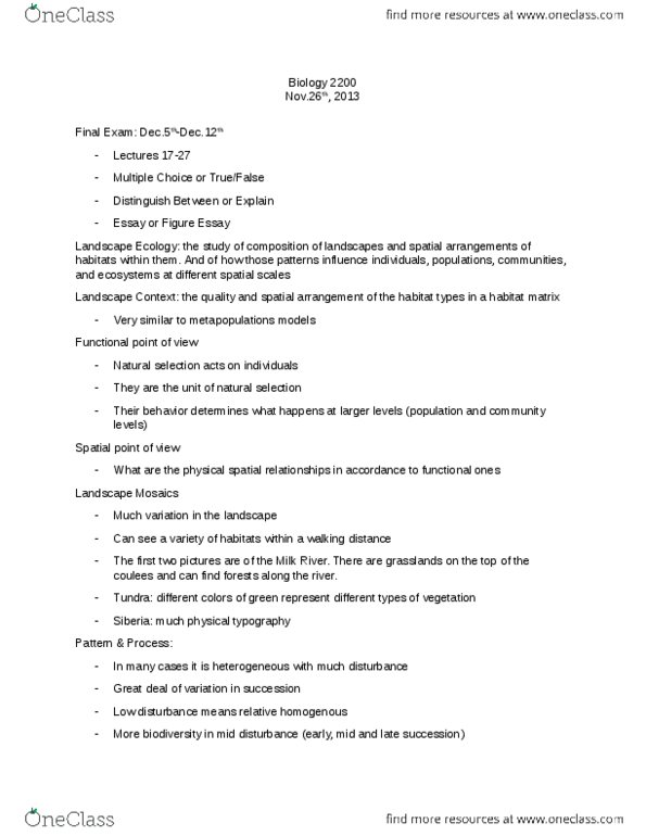 BIOL 2200 Lecture Notes - American Bison, Spruce Budworm, Keystone Species thumbnail