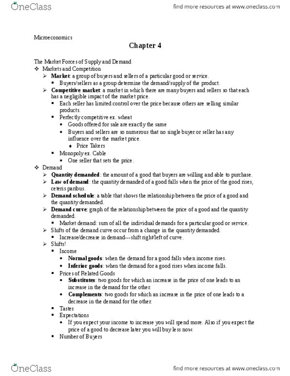 ECON 200 Chapter Notes -Ceteris Paribus, Demand Curve, Cable One thumbnail