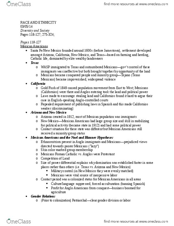 CAS SO 207 Chapter Notes -United Farm Workers, Californio, Chicanismo thumbnail