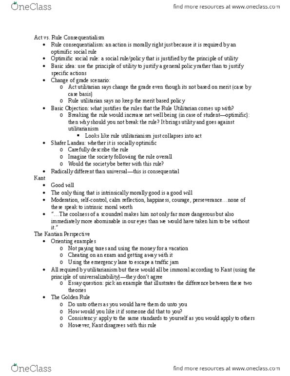 CAS PH 150 Lecture Notes - Consequentialism, Universalizability, Rule Utilitarianism thumbnail