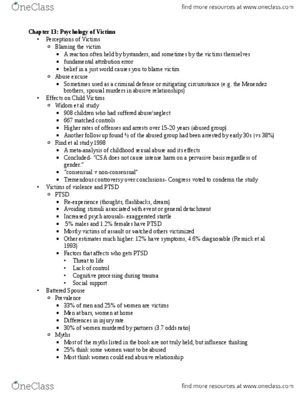 PSYCH 3860 Lecture Notes - Lyle And Erik Menendez, Rape Myth, Marital Rape thumbnail