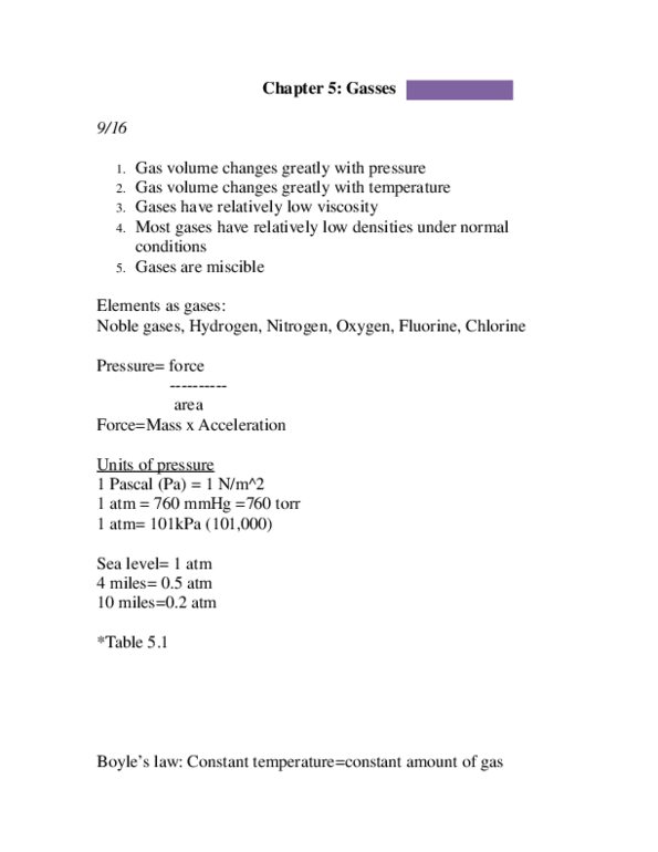 CHEM 1320 Chapter Notes - Chapter 5: Fluorine, Effusion thumbnail