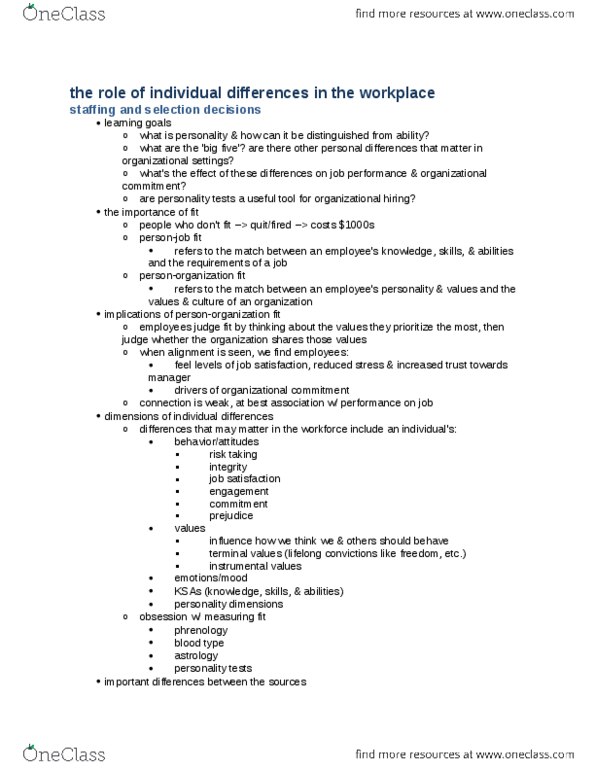 MGT 243 Lecture Notes - Job Satisfaction, Organizational Commitment, Organizational Culture thumbnail