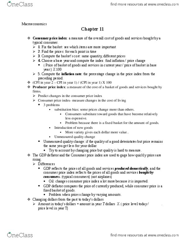 ECON 201 Chapter Notes -Nominal Interest Rate, Real Interest Rate, Gdp Deflator thumbnail