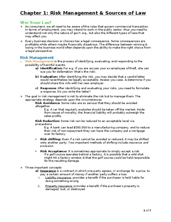 LAW 122 Chapter Notes - Chapter 1: Equal Protection Clause, Primary And Secondary Legislation, Liability Insurance thumbnail